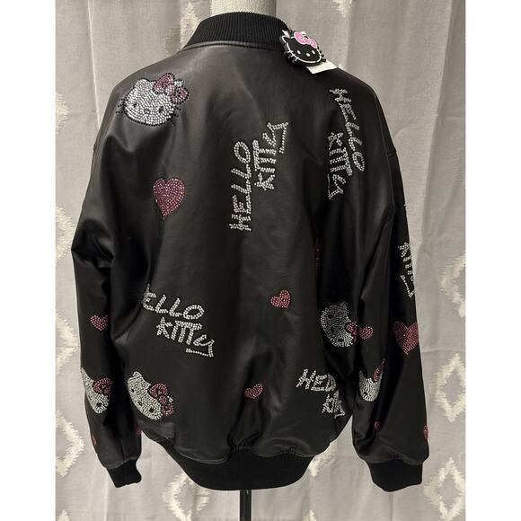 Forever 21 x Hello Kitty & Friends Rhinestone Bomber Jacket Black Women’s M NWT - Picture 8 of 13